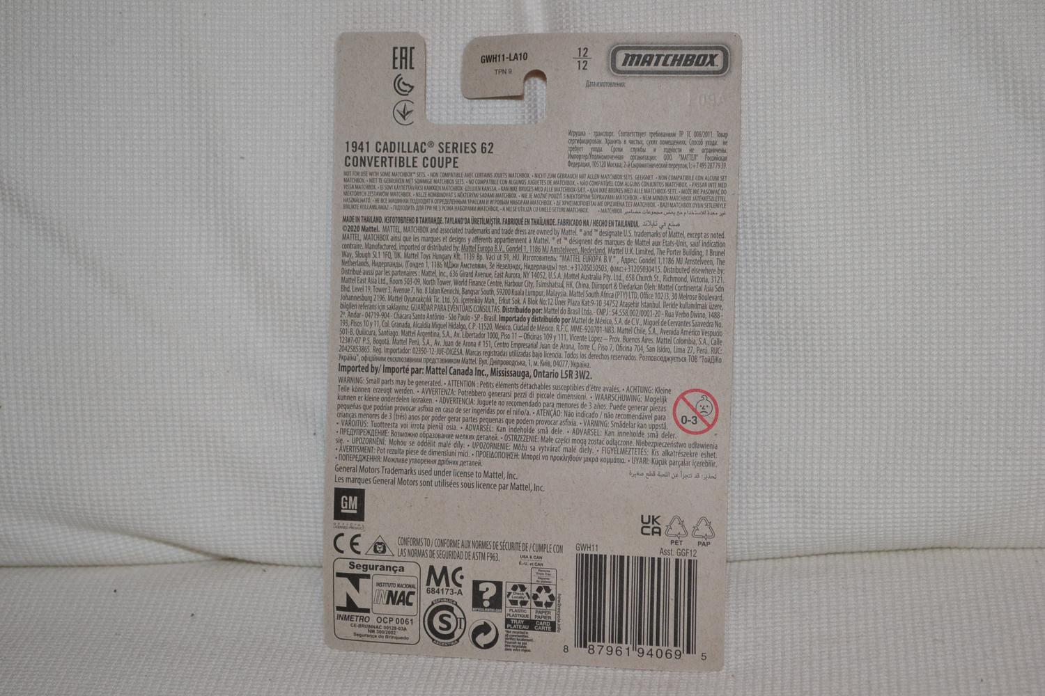 1941 Cadillac Series 62 Coupe Blå 1:64 Matchbox (Cadillac Series) 7cm Ny