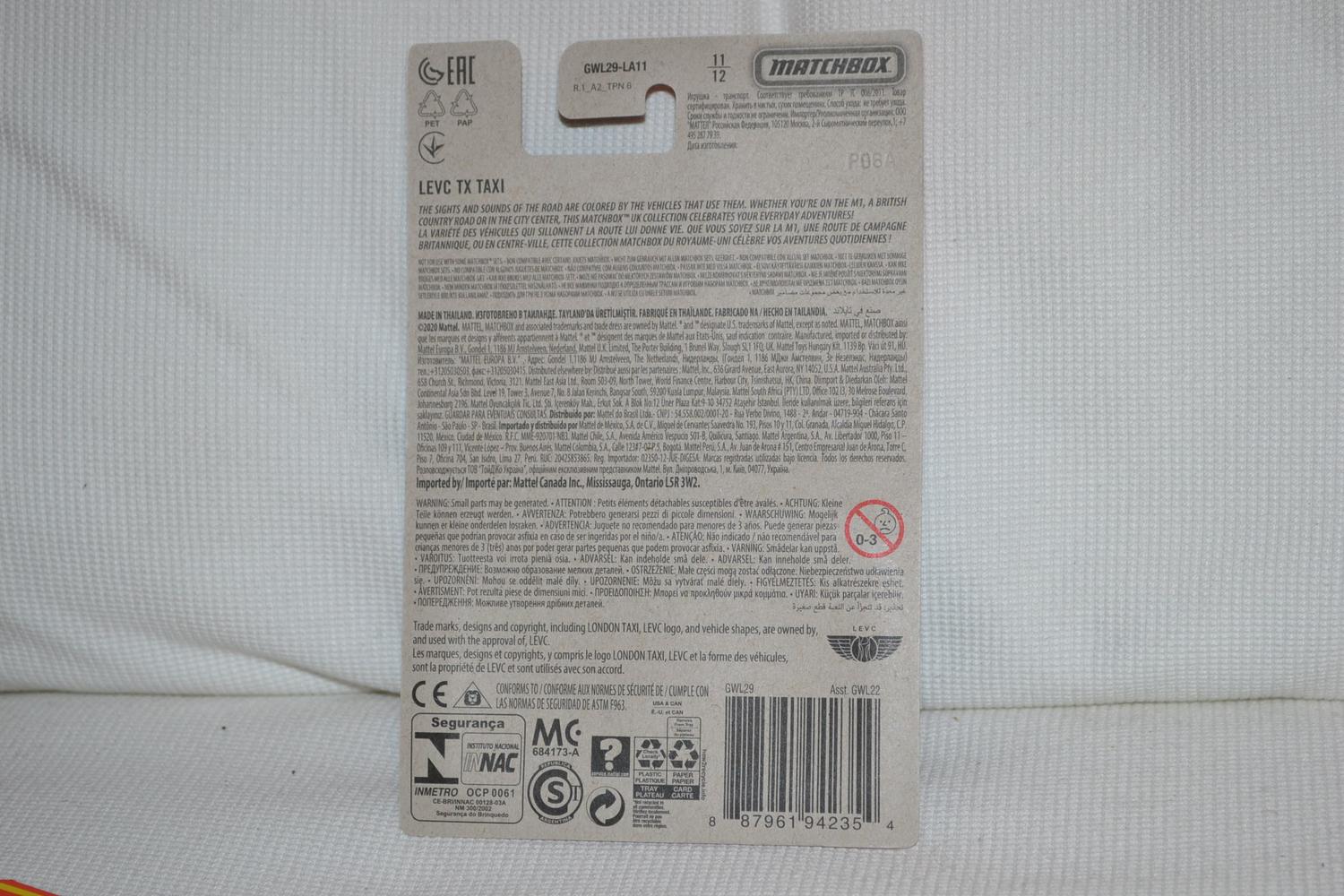 Levc TX Taxi Svart 1:64 Matchbox (Best of UK) 7cm Ny