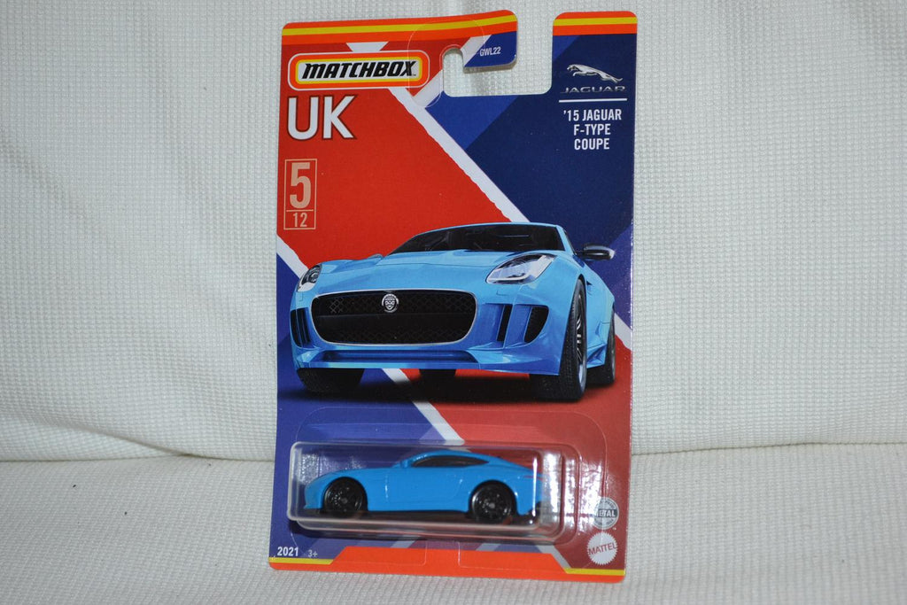 2015 Jaguar F-Type Coupe Blå 1:64 Matchbox (Best of UK) 7cm Ny