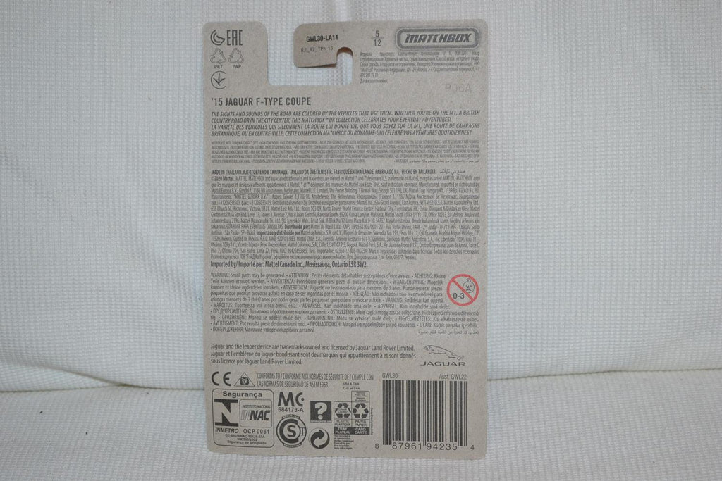 2015 Jaguar F-Type Coupe Blå 1:64 Matchbox (Best of UK) 7cm Ny