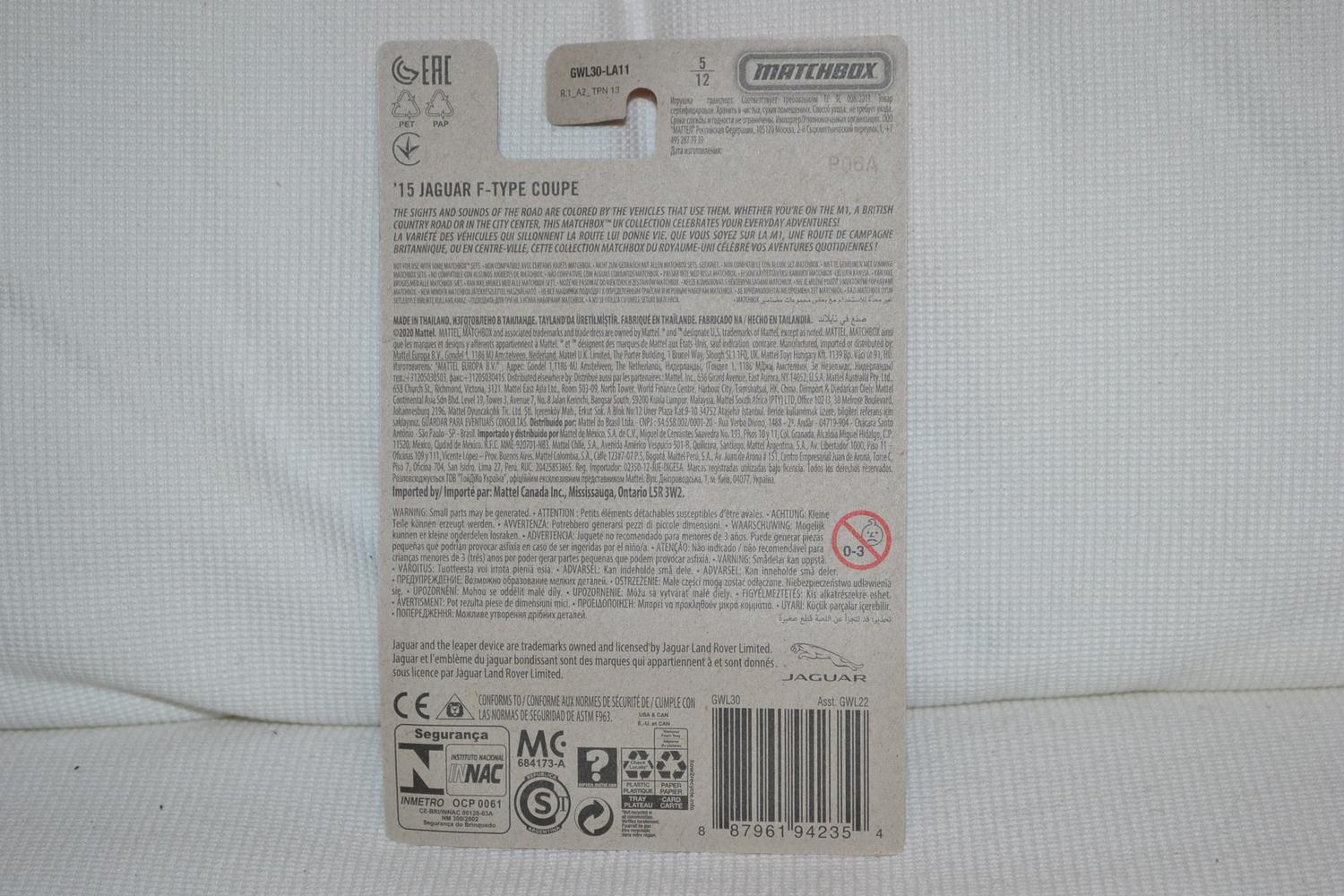 2015 Jaguar F-Type Coupe Blå 1:64 Matchbox (Best of UK) 7cm Ny