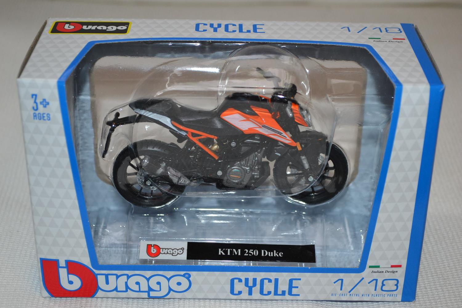 Ktm 250 Duke Orange/Svart 1:18 Burago 11,5cm Ny