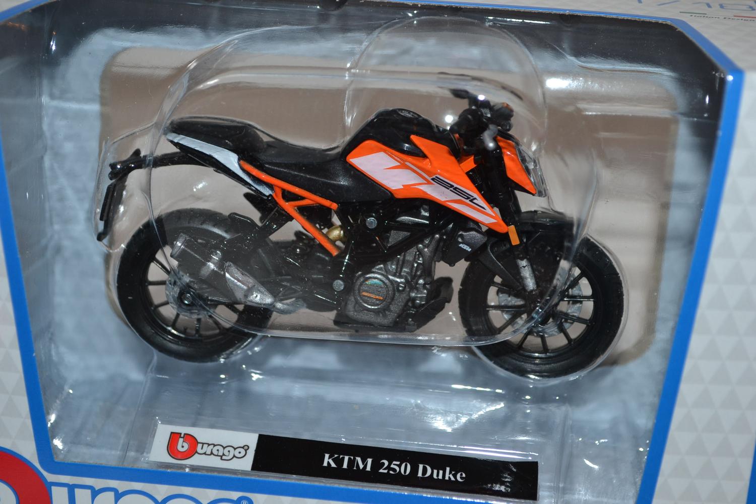 Ktm 250 Duke Orange/Svart 1:18 Burago 11,5cm Ny