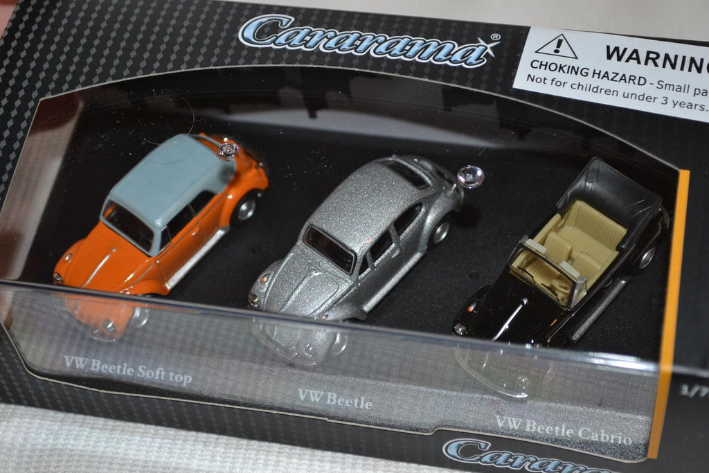 3st Volkswagen Beetle Orange Silver Svart 1:72 Cararama 6cm Ny