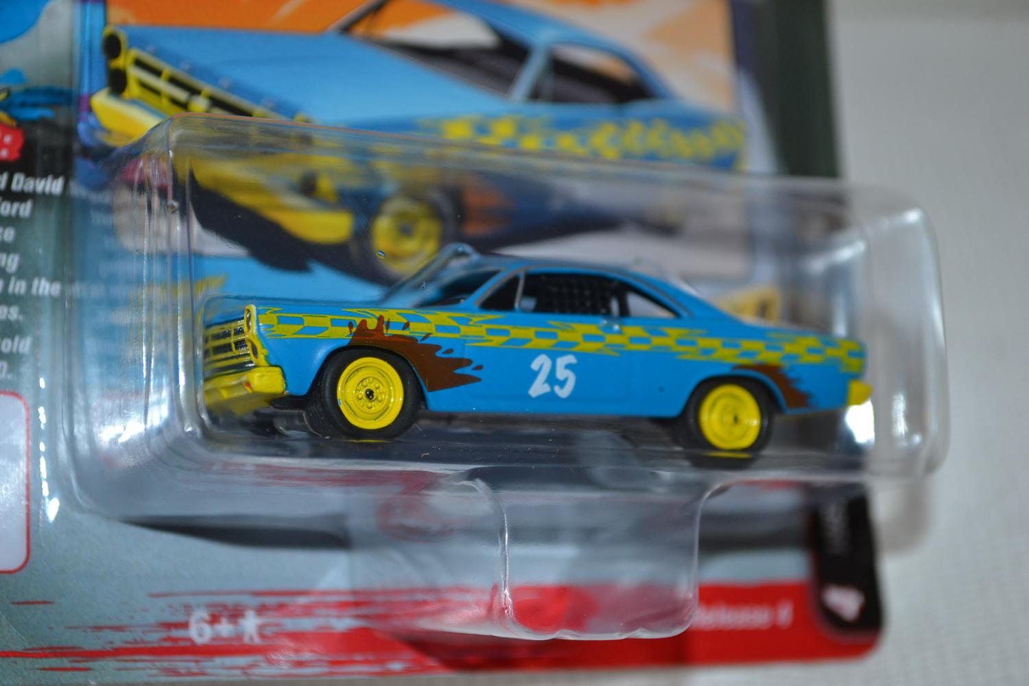 1967 Ford Fairlane Stock Car Blå 1:64 Johnny Lightning Street Freaks 18B 7cm Ny