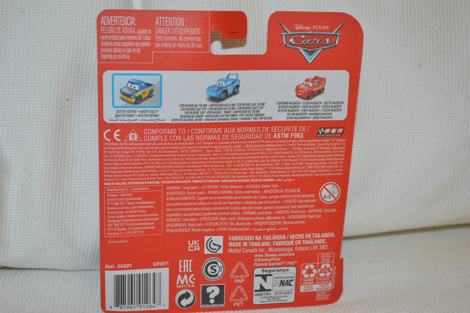 Dexter Hoover, Strip Weathers & Mcqueen Mattel Mini Racers Bilar 4,5cm Ny