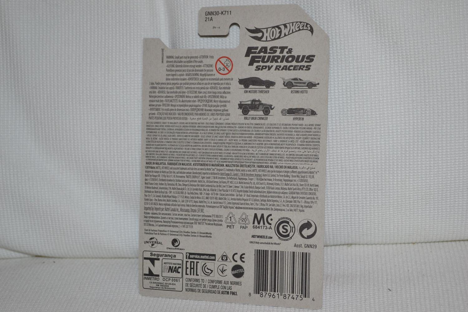 Hyperfin Röd Fast & Furious Spy Racers 1:64 Hot Wheels 7cm Ny