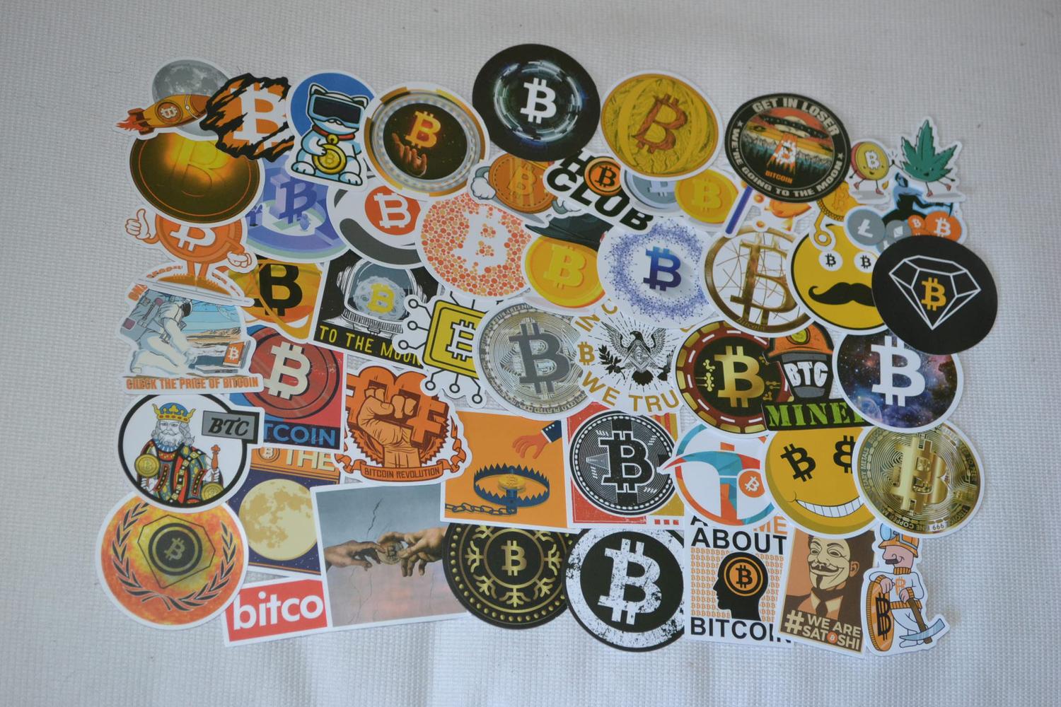 Bitcoin 50st Klistermärken Stickers 7-4cm Ny