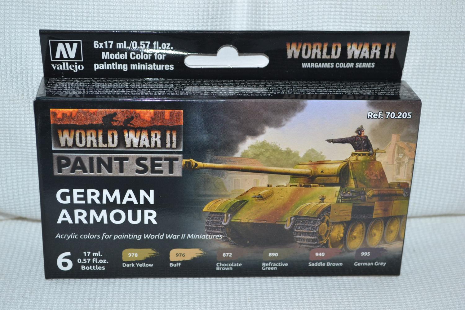 WW2 German Armour Paint Set Vallejo (6st Färger 17ml) Tyskland Ny