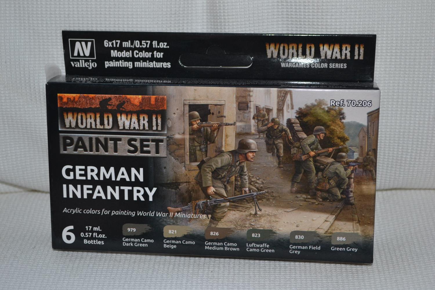 WWII German Infantry Paint Set Vallejo (6st Färger 17ml) Tyskland Ny