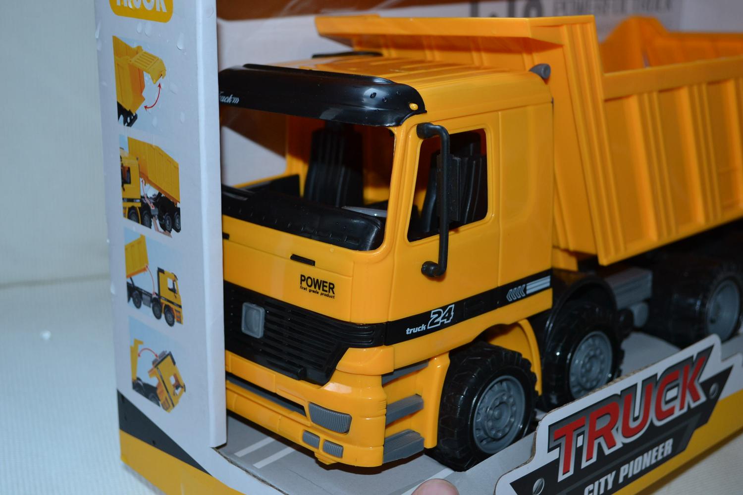 Gul Lastbil m. Tippsläp 1:10 City Pioneer Tipplastbil 38cm Ny
