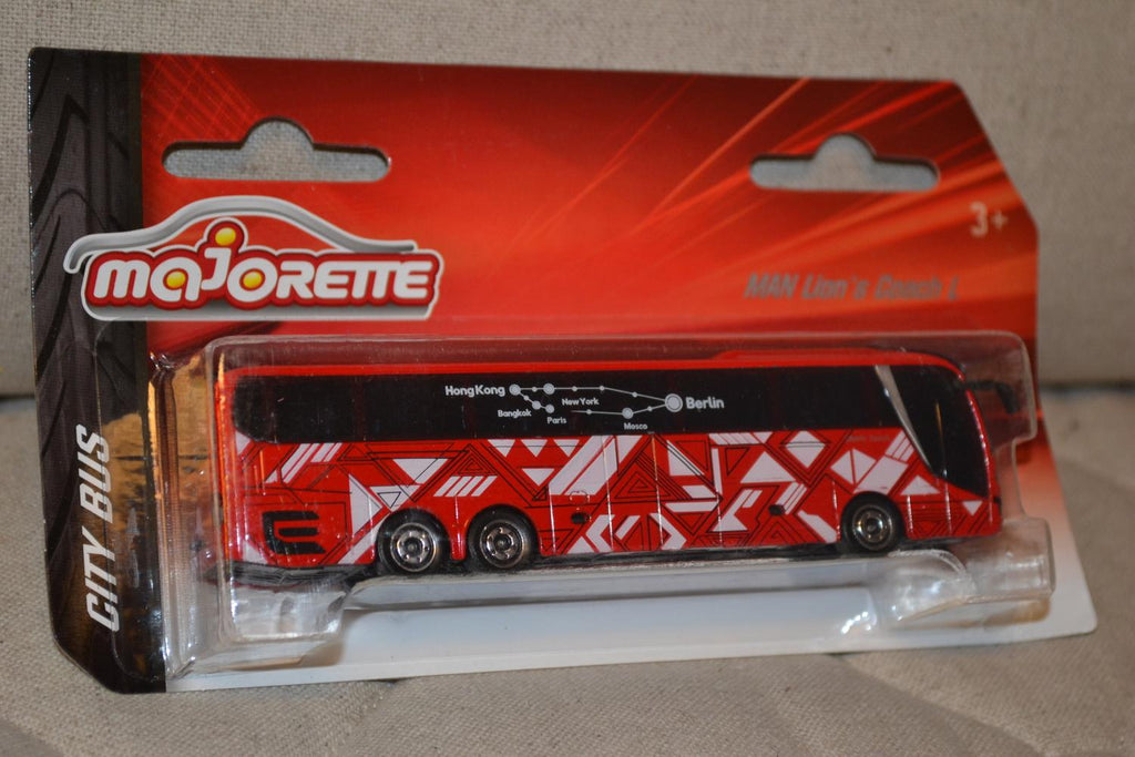 Röd MAN Lion's Coach L Buss Ca 1:64 Majorette 14cm Ny