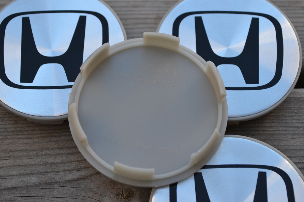 4st Honda Silver Metallic/Svart Centrumkåpor NAV Navkapslar 69mm Ny