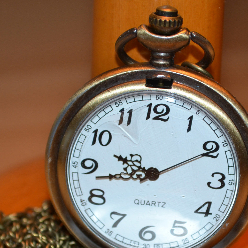 Stor Blomma Ihålig, Blad Fickur Brons/Vintage Klocka/Halsban