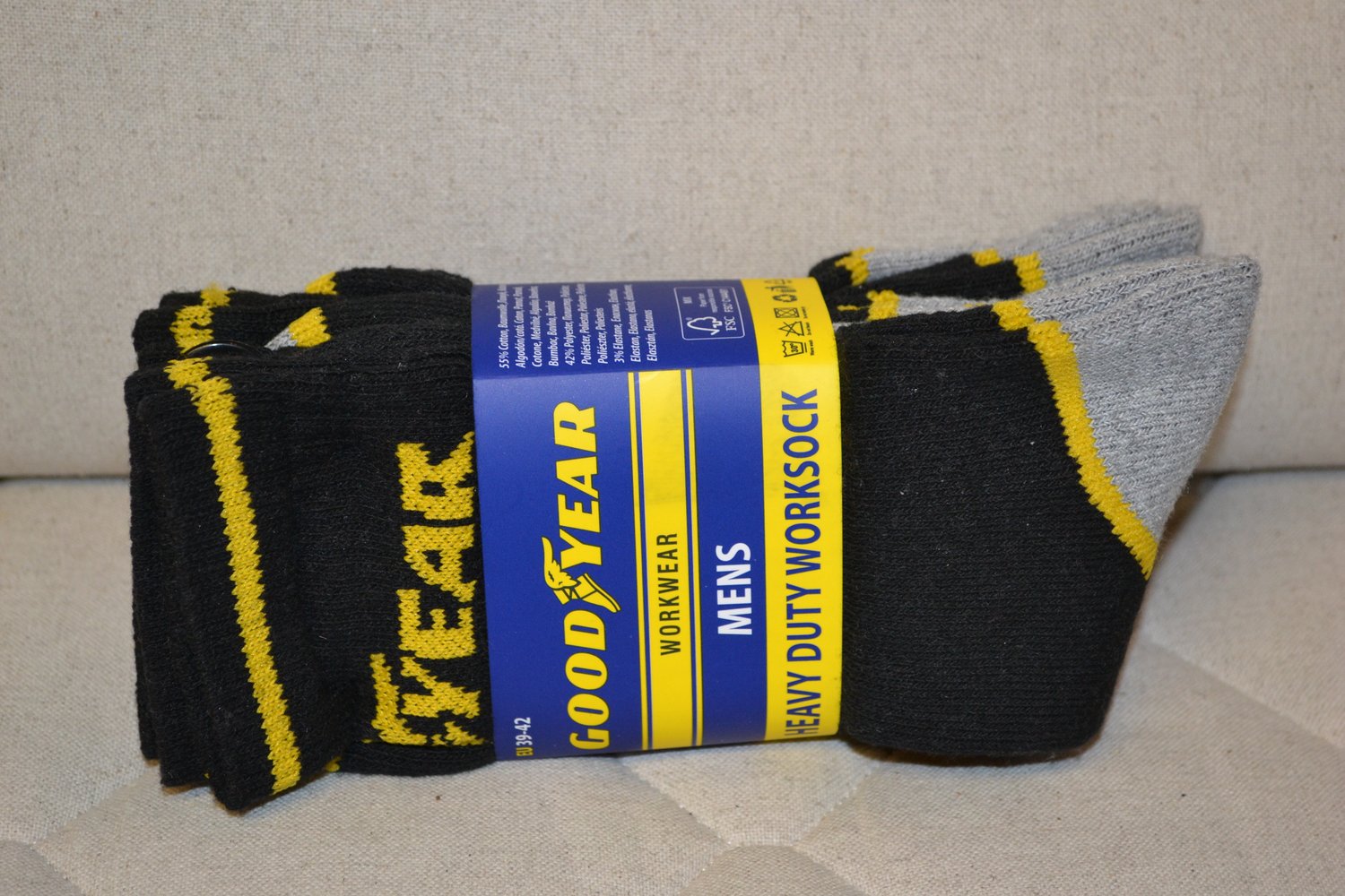 Arbetsstrumpor Goodyear 3-pack Strl 39-42 Svart 55% Bomull 42% Polyester 3% Elas