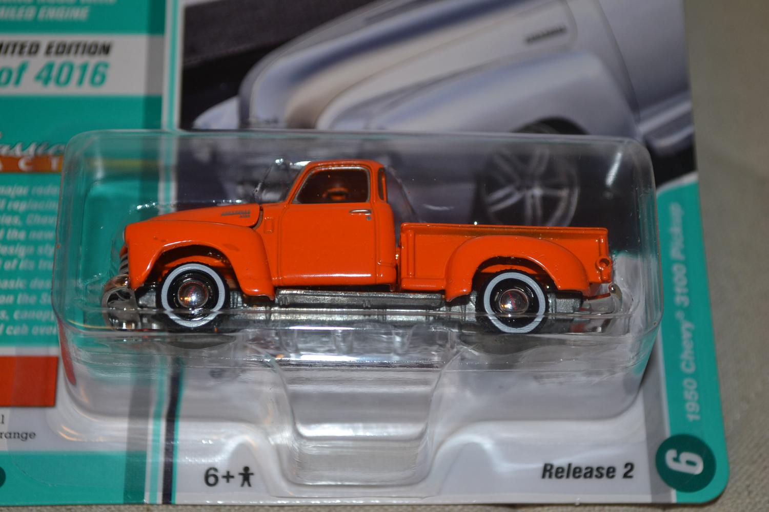 1950 Chevy 3100 Pickup Orange 1:64 Johnny Lightning (Classic Gold 22A) 7cm Ny