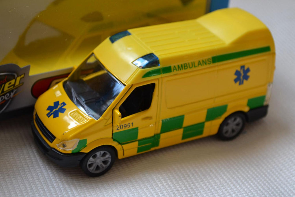 Ambulans Svensk Utryckningsfordon 11cm (Pullback, Dörrar) Ny