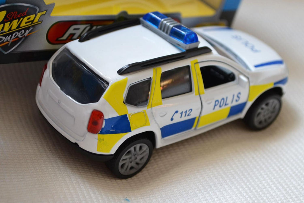 Polisbil Polis Svensk Utryckningsfordon 11cm (Pullback, Dörrar) Ny