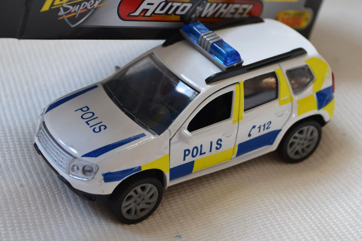 Polisbil Polis Svensk Utryckningsfordon 11cm (Pullback, Dörrar) Ny
