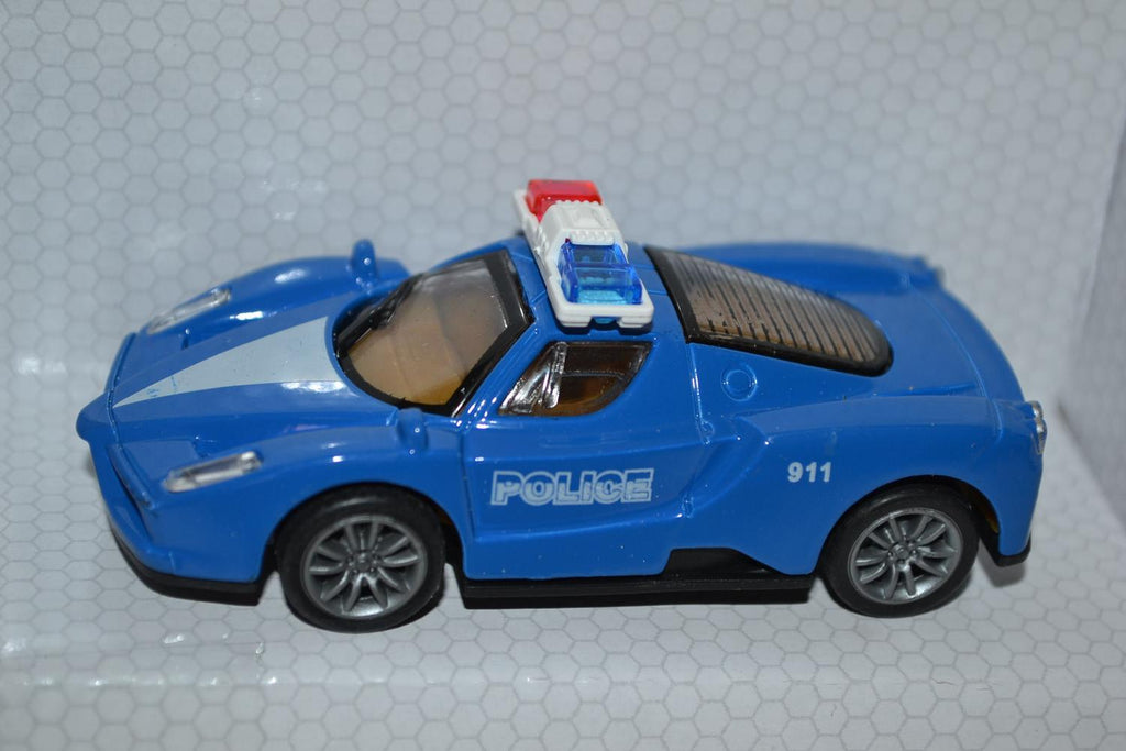 Blå Lamborghini Italien Polisbil 1:55 Plast 8cm Ny