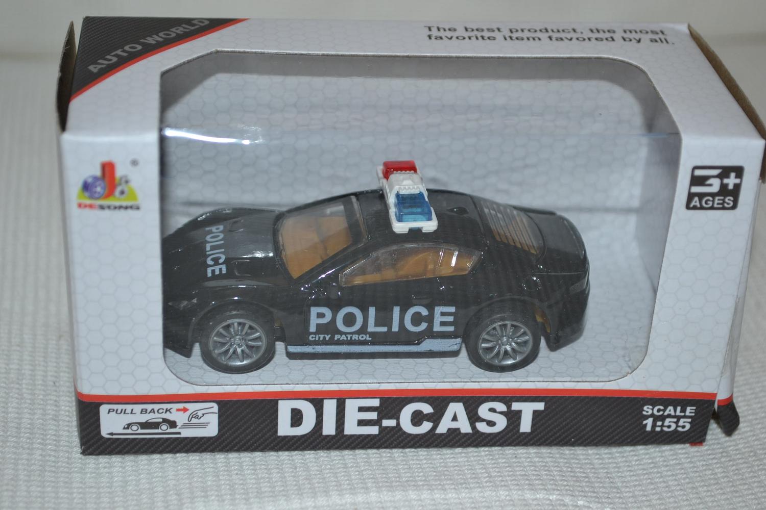 Svart Jaguar USA Polisbil 1:55 Plast 8cm Ny