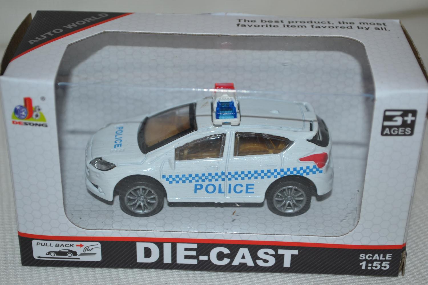 Vit Storbritannien Ford Polisbil 1:55 Plast 8cm Ny