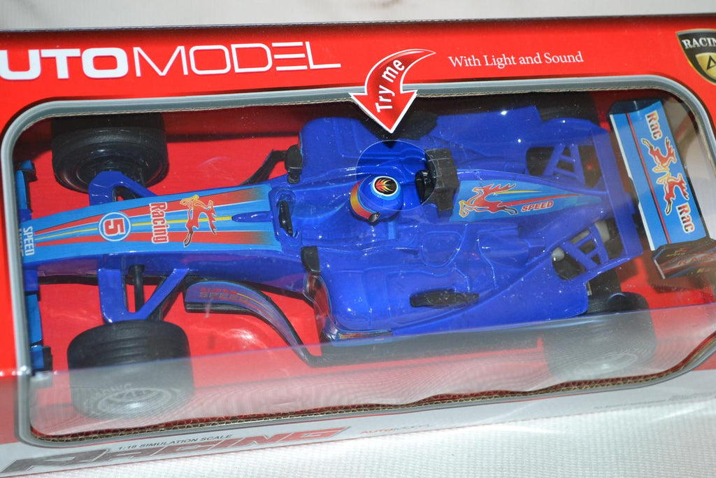 Blå F1 Formula 1 Bil m. Ljus/Ljud 1:24 Plast 26cm Ny