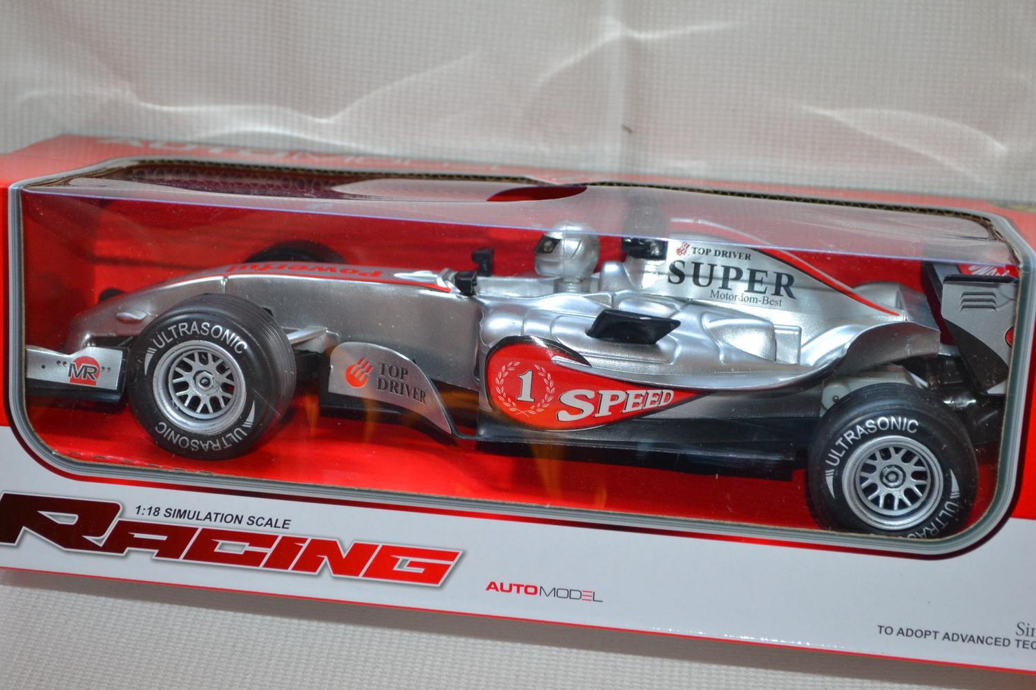 Silver F1 Formula 1 Bil m. Ljus/Ljud 1:24 Plast 26cm Ny