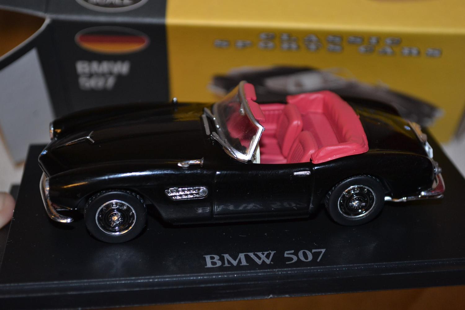 Bmw 507 Cabriolet Svart 1:43 DeAgostini 9cm Ny
