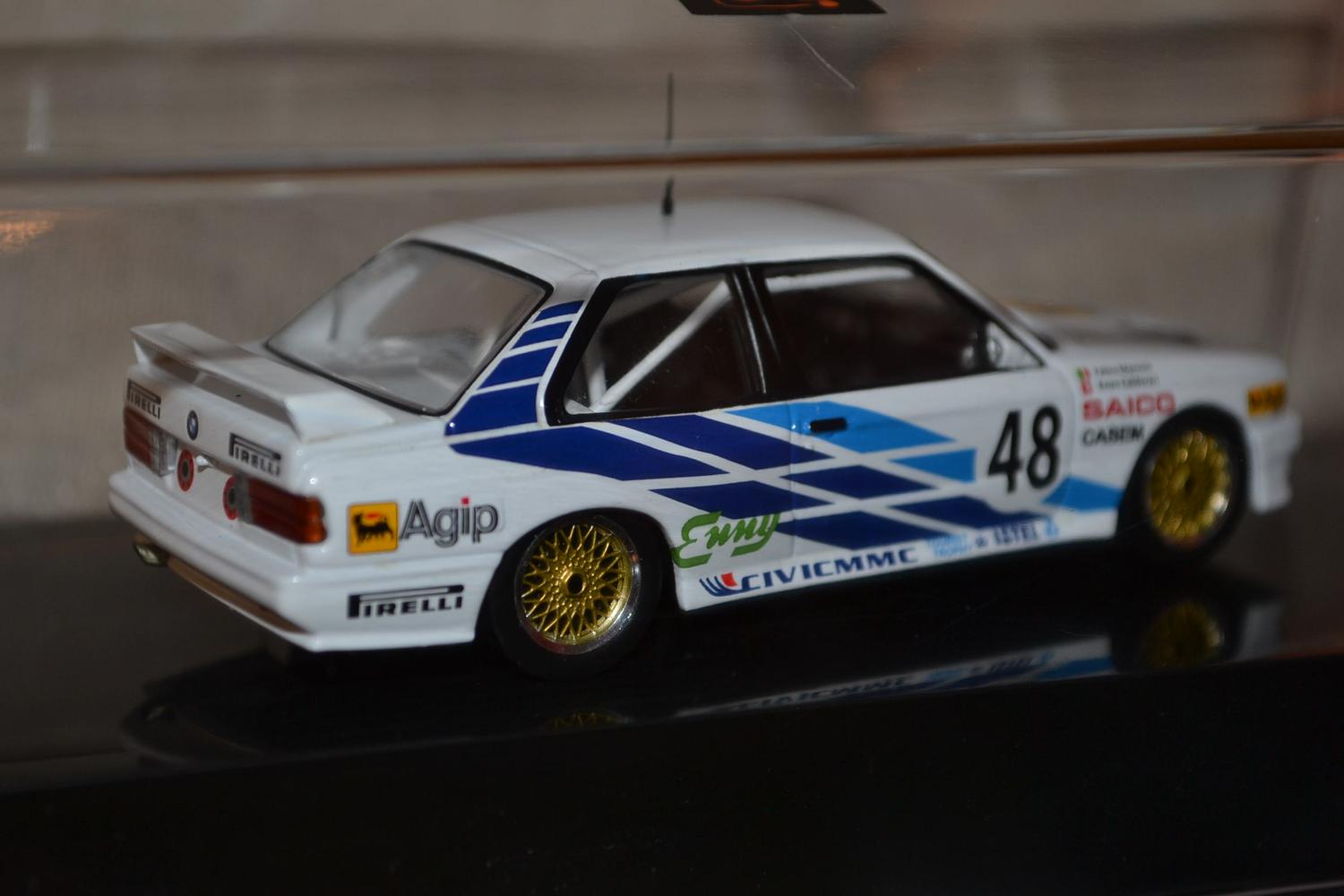 BMW M3 E30 #48 Calderari/Mancini WTCC 1987 Rally 1:43 IXO 11cm Ny