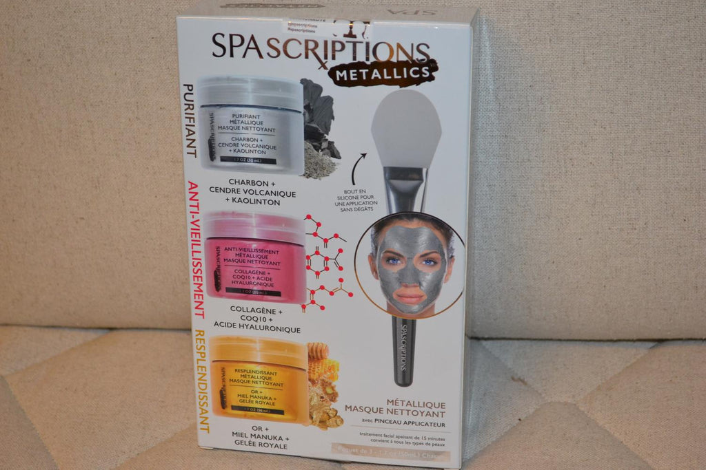 3st Ansiktsmask Metallic m. Borste (Silver, Guld, Röd) Spa Scriptions Ny