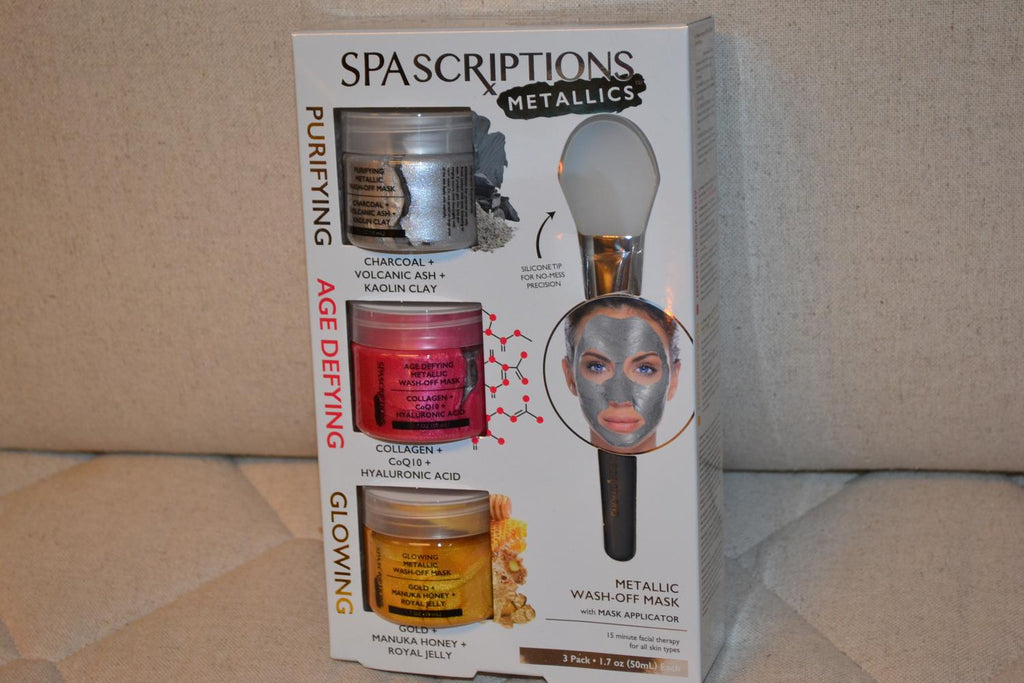 3st Ansiktsmask Metallic m. Borste (Silver, Guld, Röd) Spa Scriptions Ny