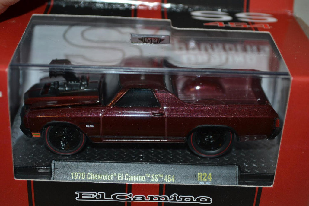 1970 Chevrolet El Camino SS 454 Röd 1:64 M2 Machines (Ground Pounders 24) 8cm Ny