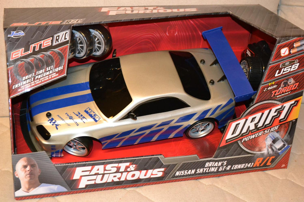 Brians Nissan Skyline R34 GTR Fast Furious Radiostyrd RC 1:10 JADA Drift 41cm Ny