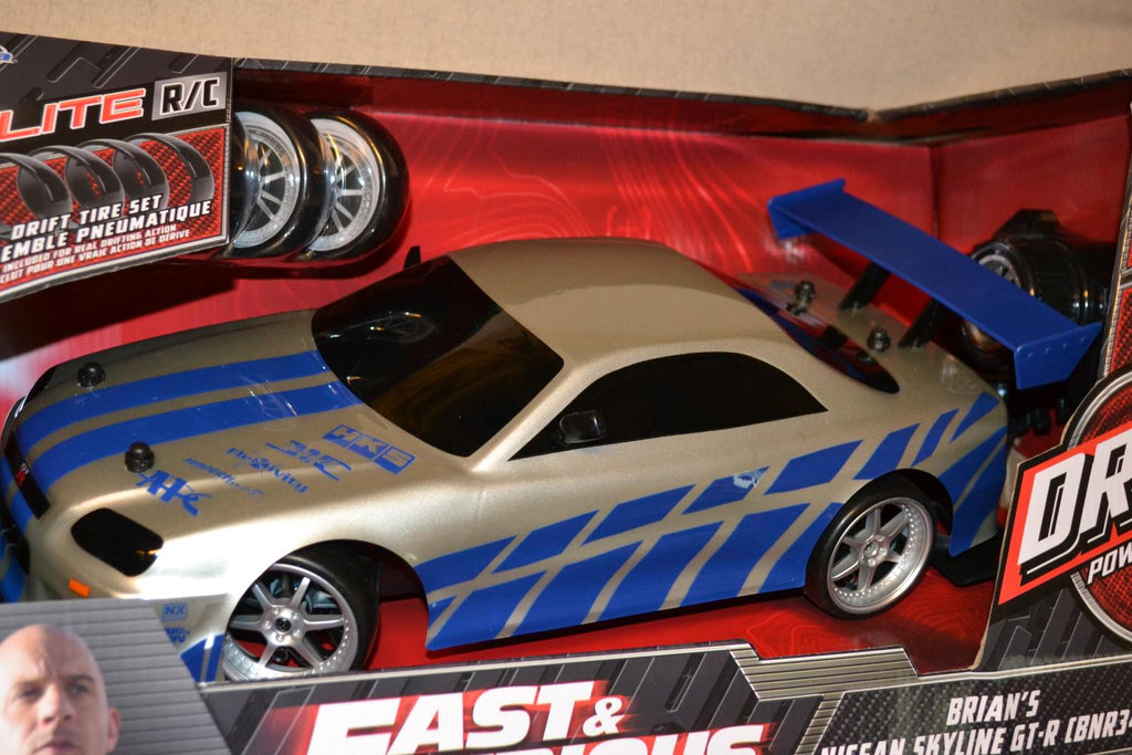 Brians Nissan Skyline R34 GTR Fast Furious Radiostyrd RC 1:10 JADA Drift 41cm Ny