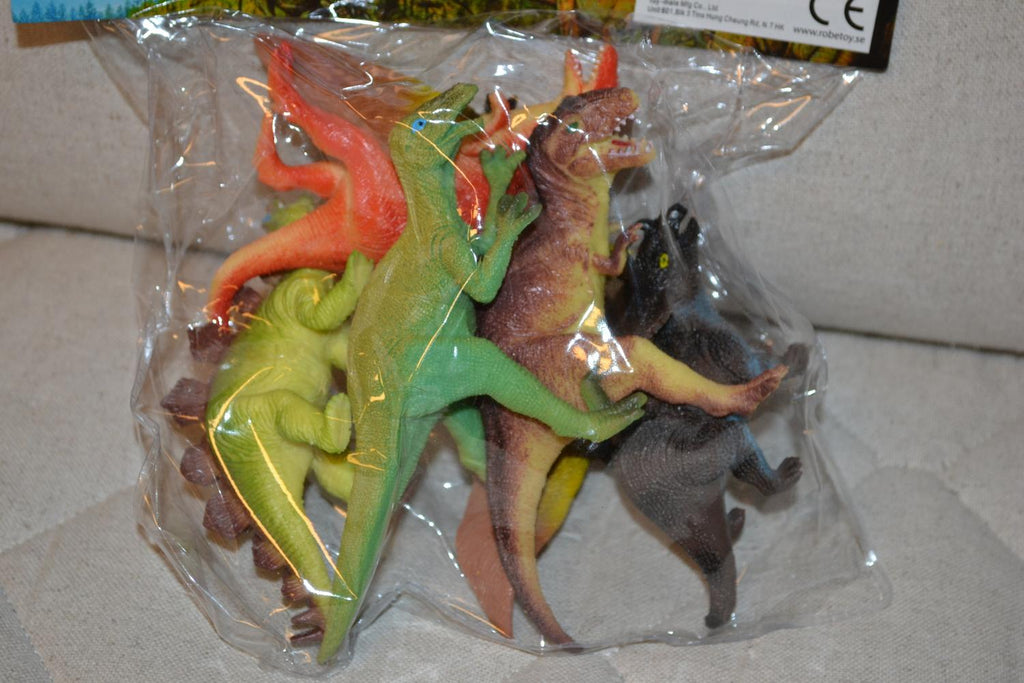 6st Dinosaurier (Tyranusaurus Rex, Iguanodon, Stegosaurus mm) 12cm Ny
