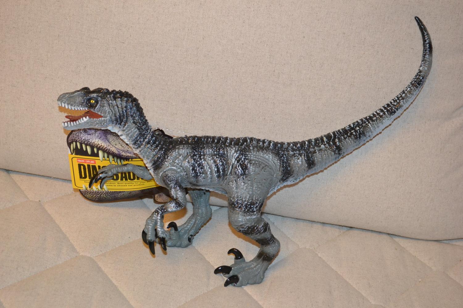 Velociraptor Stor Dinosaurie Mjuk/Lätt Klämbar 40cm Ny