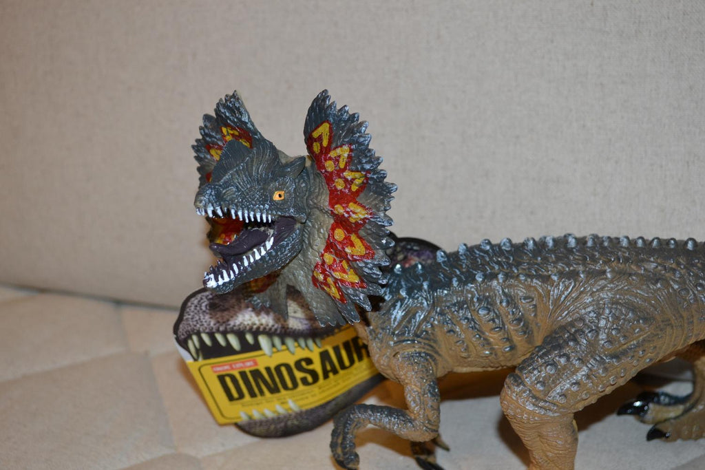 Dilophosaurus Stor Dinosaurie Mjuk/Lätt Klämbar 40cm Ny