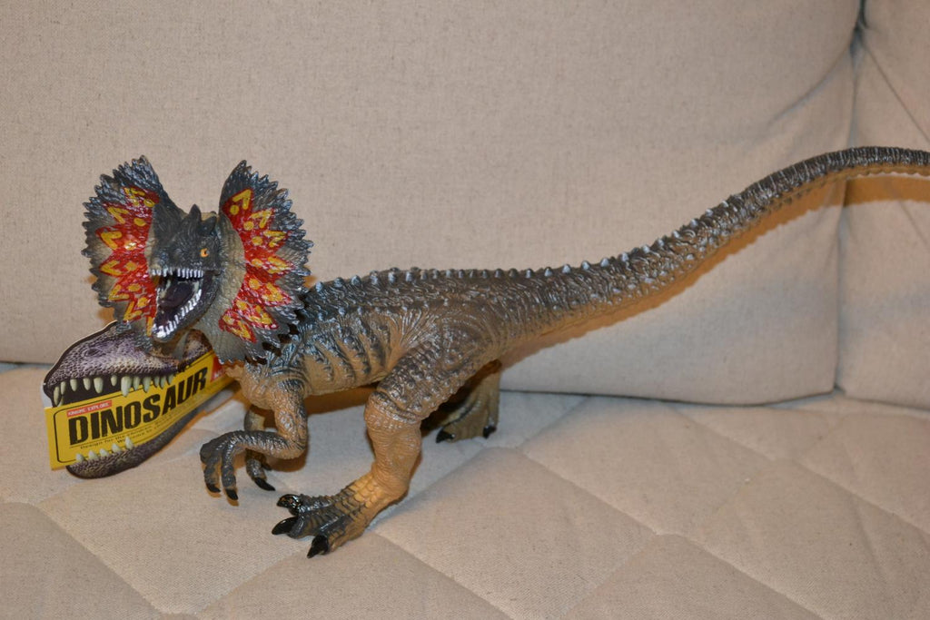 Dilophosaurus Stor Dinosaurie Mjuk/Lätt Klämbar 40cm Ny