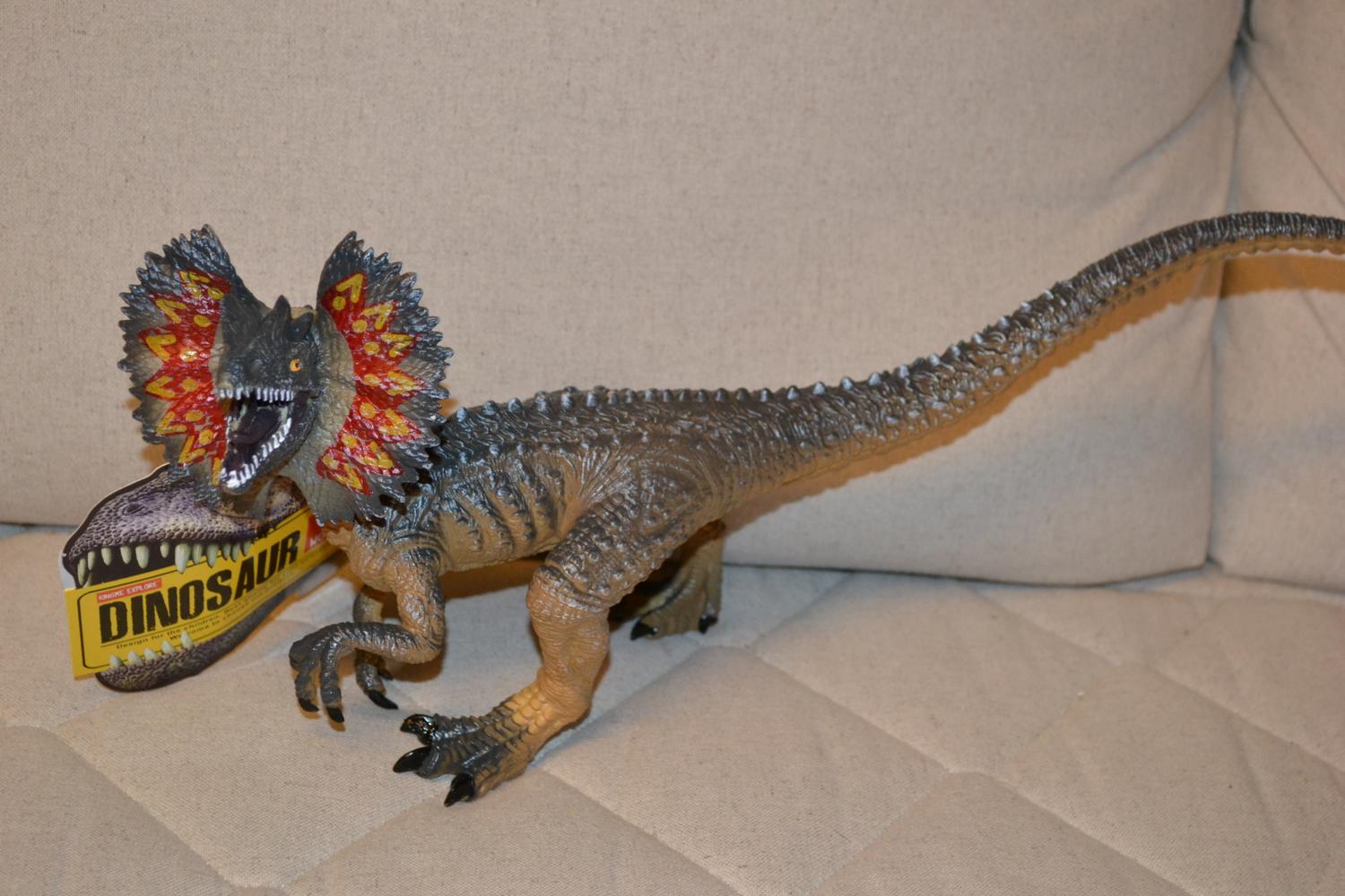 Dilophosaurus Stor Dinosaurie Mjuk/Lätt Klämbar 40cm Ny