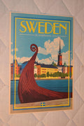 Sweden Scandinavia m. Vikingabåt Sverige Poster Affisch 30*42cm Ny