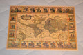 Världskarta m. Folk från Världsdelar ca 1700-tal Poster Affisch 30*42cm Ny