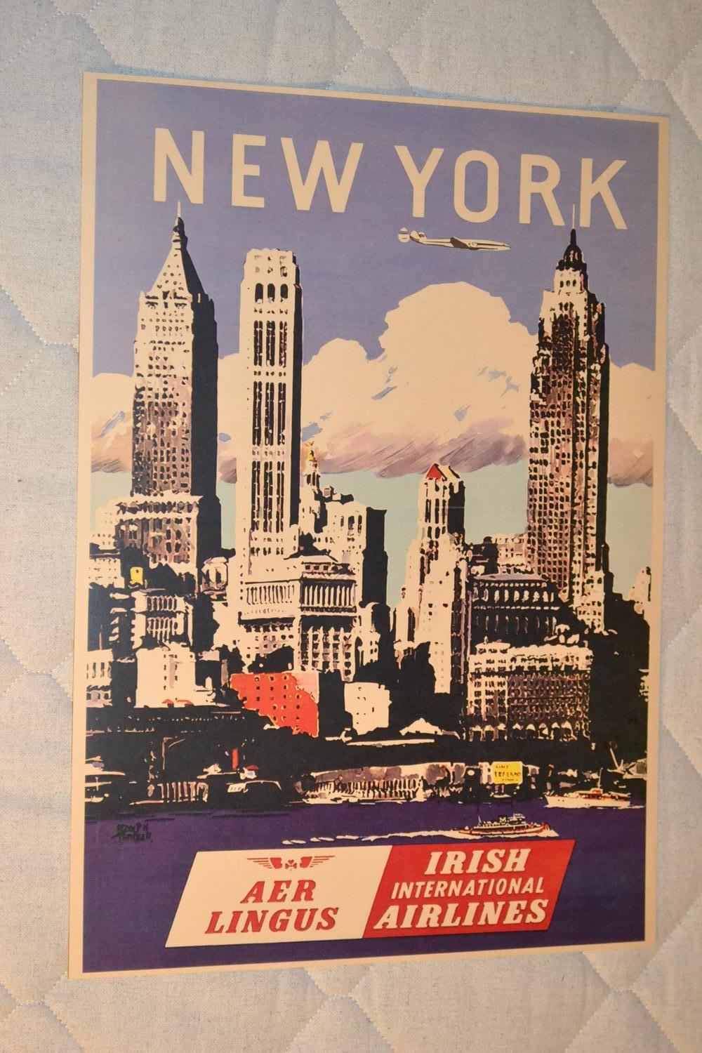 New York Fly AER Lingus Poster Affisch 30*42cm Ny