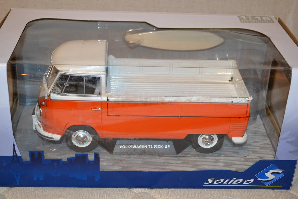 Volkswagen T1 Pickup Buss Orange Öppen 1950 1:18 Solido 23cm Ny