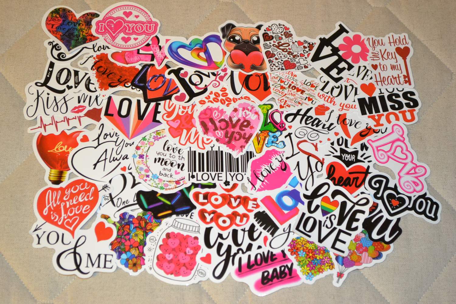 Kärlek Love Alla Hjärtans Dag 50st Klistermärken Stickers 7-4cm Ny
