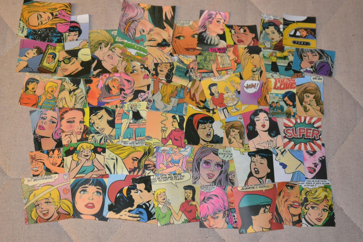 Kvinnor fr. Äldre Serier ca 60-tal 50st Klistermärken Stickers 7-4cm Ny