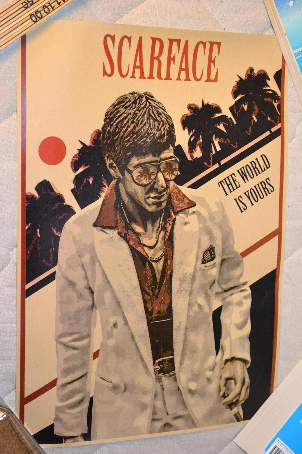 Scarface Tony Montana Vit Kostym 80-tal Poster Affisch 42*30cm Ny