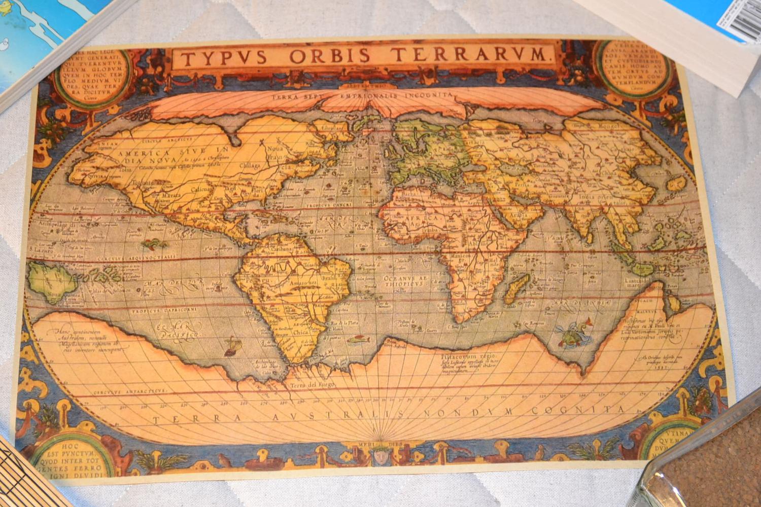 Typvs Orbis Terrarvm Världskarta 1570 Latin Poster Affisch 42*30cm Ny