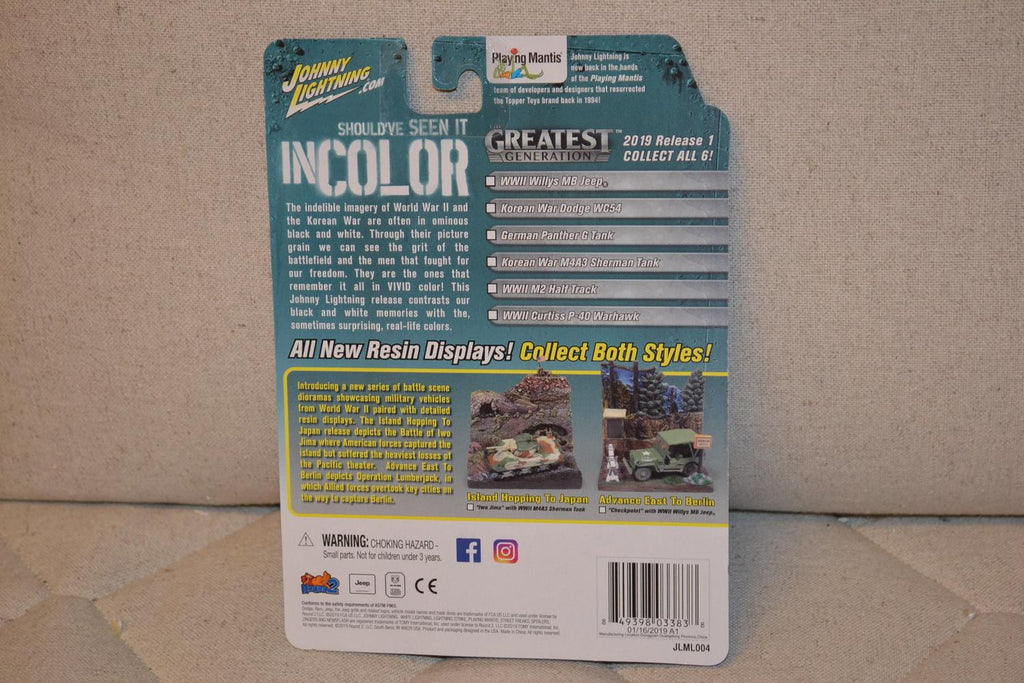 WW2 Willys MB Jeep 1:64 Johnny Lightning (Military 2019-4A) 7cm Ny