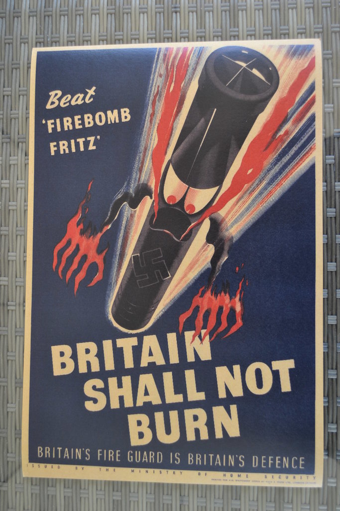 "Britain Shall not Burn" Storbritannien WW2 Propaganda Poste